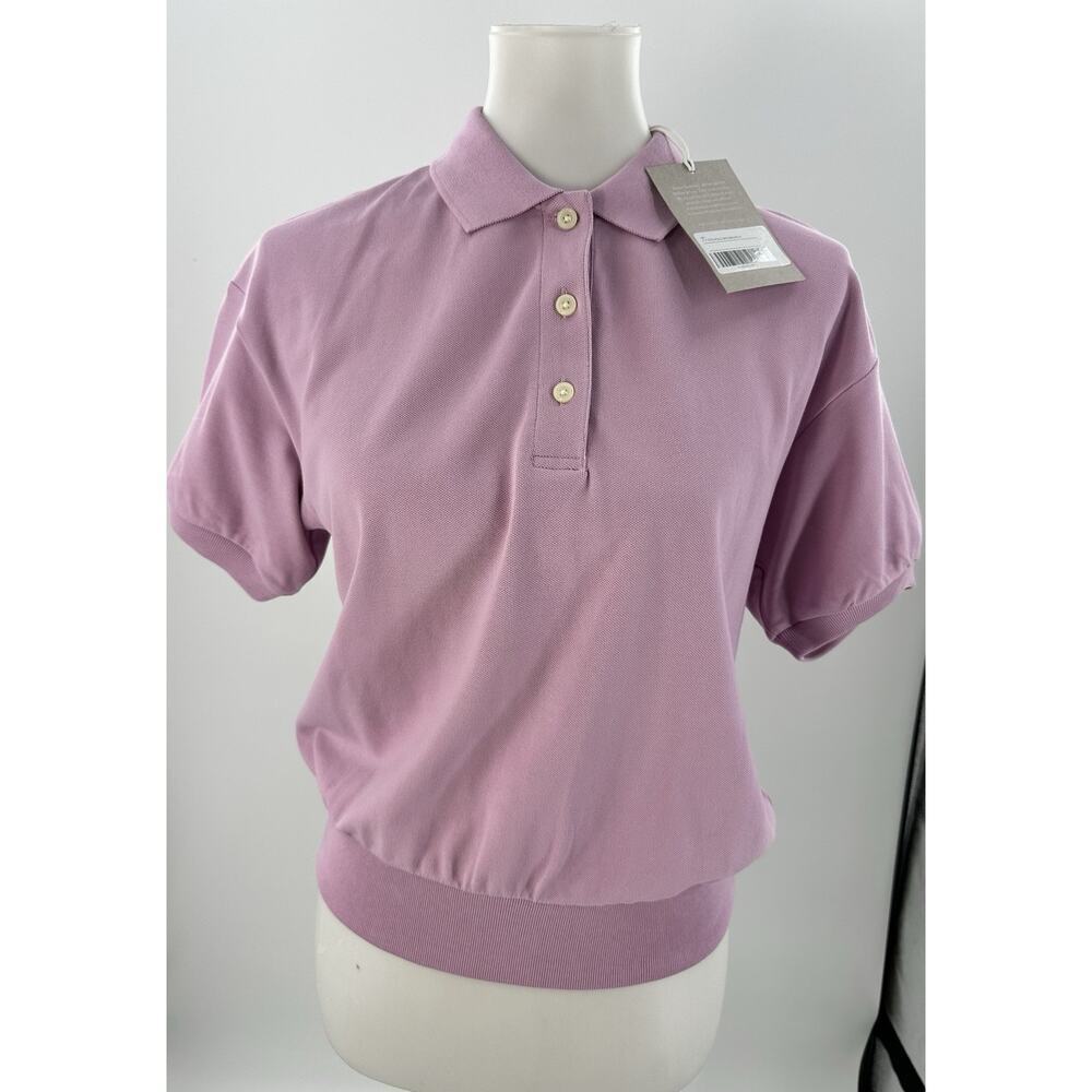 Everlane Women’s Organic Cotton Polo Shirt Pink Short Sleeve Pullover Top Sz S - Picture 2 of 9